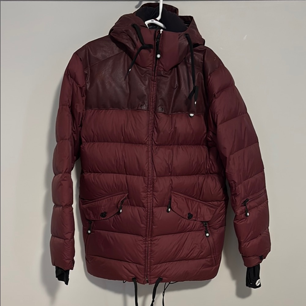 Men's Burgundy Puffer Jacket